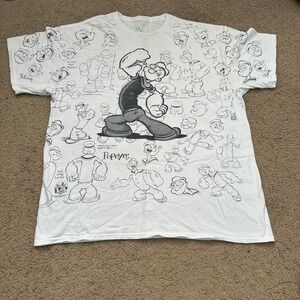 Vintage White Popeye cartoon tee